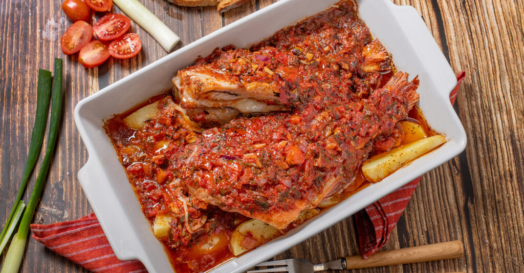 Redfish baked with red pepper puree - 7 Thalasses